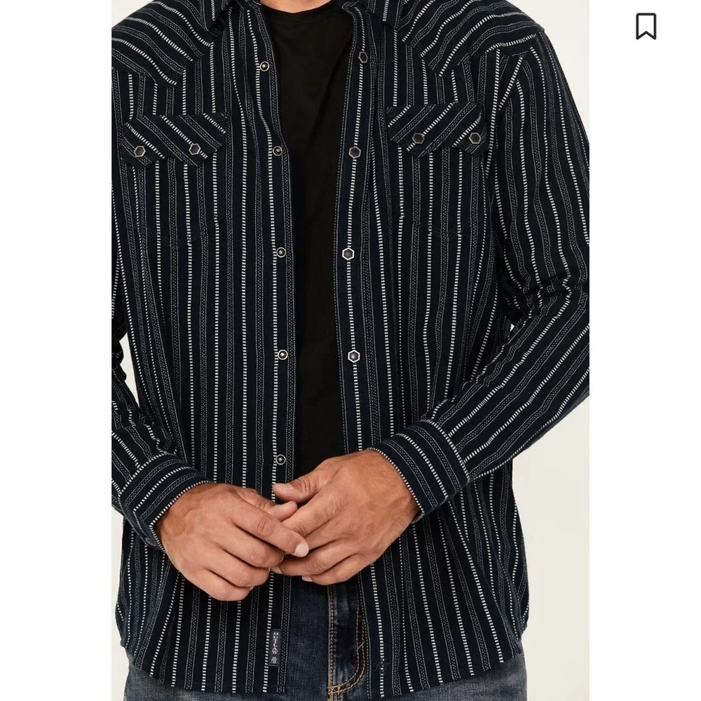 MOONSHINE SPIRIT MEN'S RECORD DEAL STRIPED LONG SLEEVE SNAP WESTERN SHIRT XXL